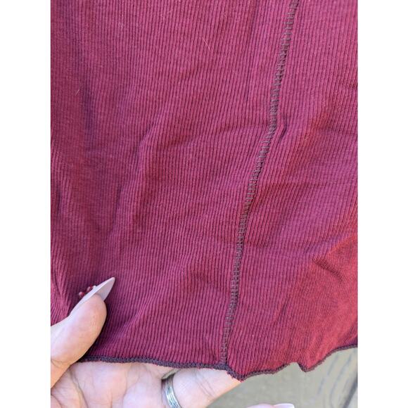 Intimately Free People Red Base Layer Thumb Holes S Natural Fiber Crew Neck Long - Picture 2 of 6